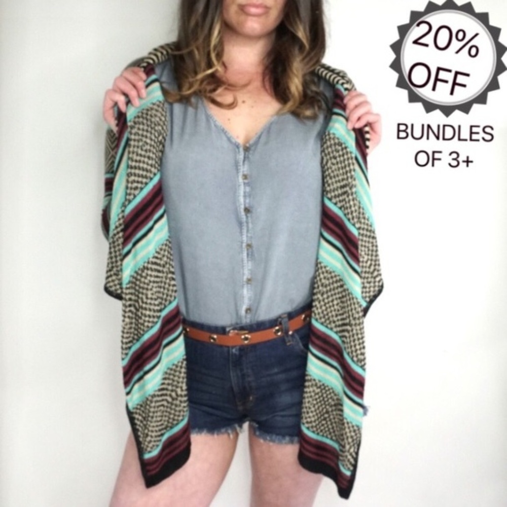 Say What? | Aztec Cardigan Teal Black Red | L